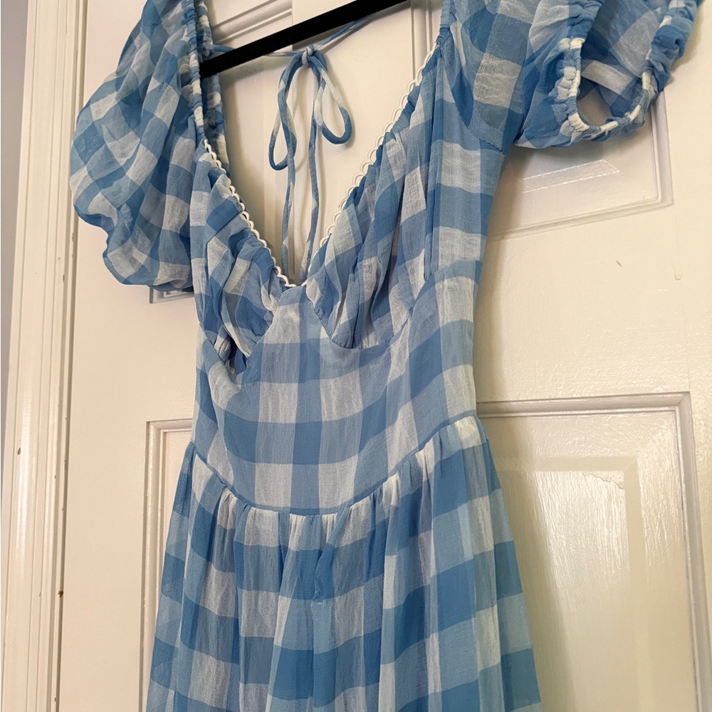 Princess Polly Blue Gingham Midi Dress - Picture 2 of 6